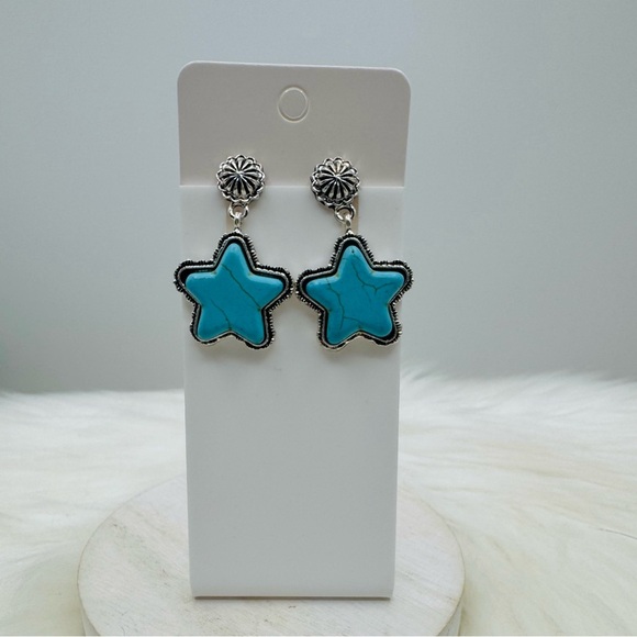 Turquoise Star Earrings - Picture 2 of 3